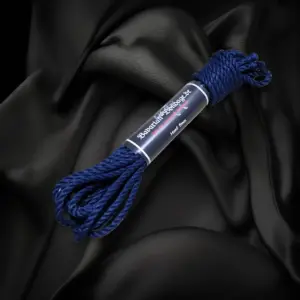 Blaues Leinenhanfseil mit 5 mm Durchmesser und 8 m Länge, mit Banderole gebündelt