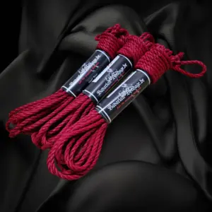 Linen hemp ropes, colored, 4 Linen hemp rope red 5 mm exclusive – set 3 × 8 m