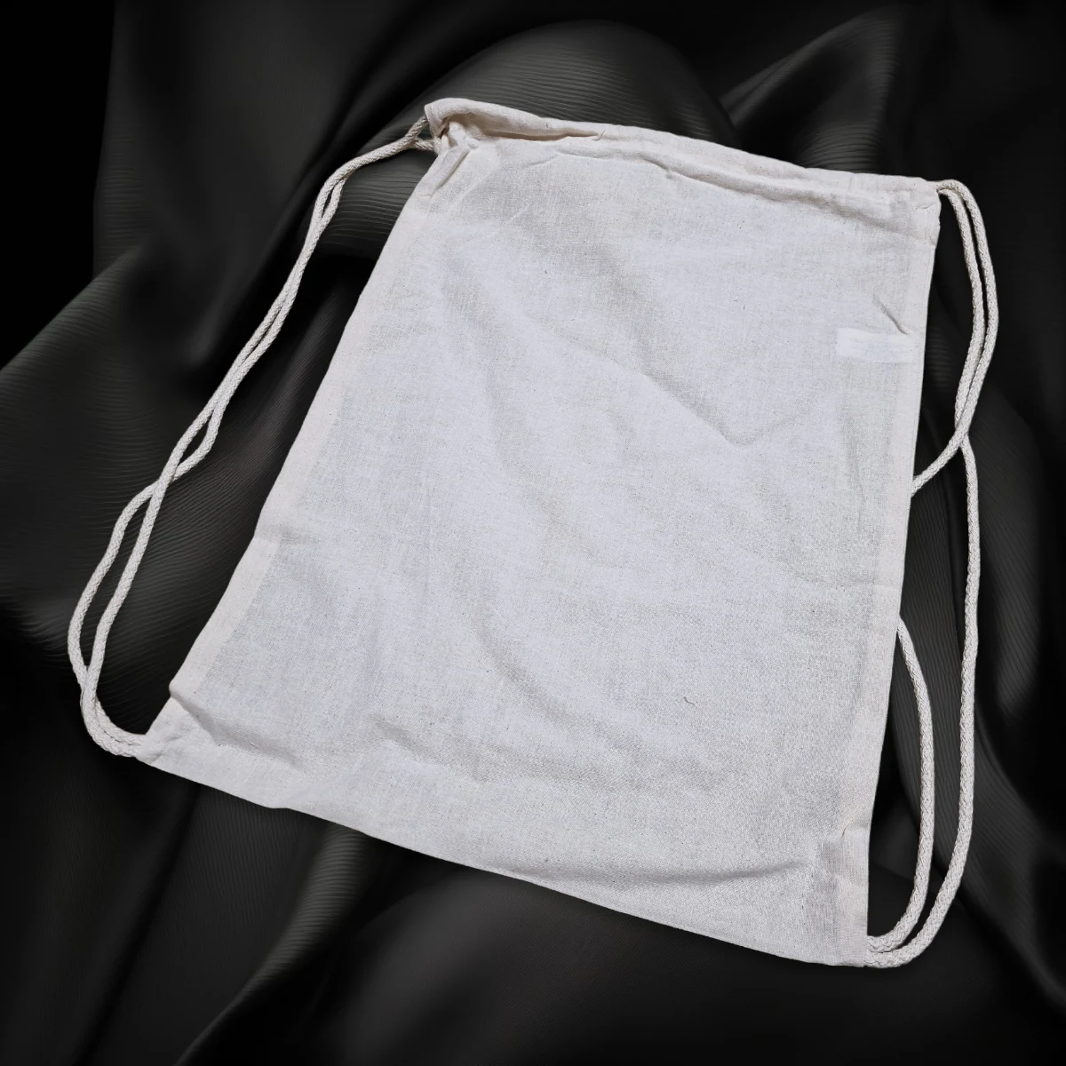 Borsa in cotone 1 Naturfarbener Baumwollbeutel mit Zugbändern