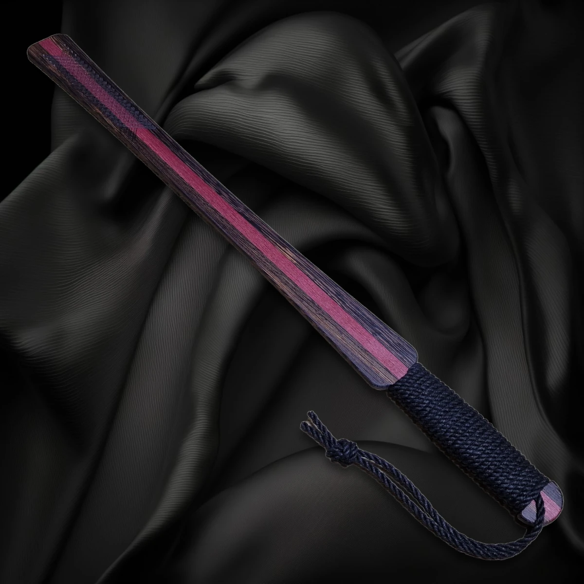 Paddel i ädelträdesign wenge-amarant 28 Edelholz Paddel Wenge-Amaranth Long mit violettem Längsstreifen und schwarzer Griffwicklung
