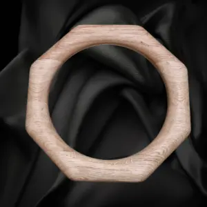 Achthoekige houten ring van eikenhout
