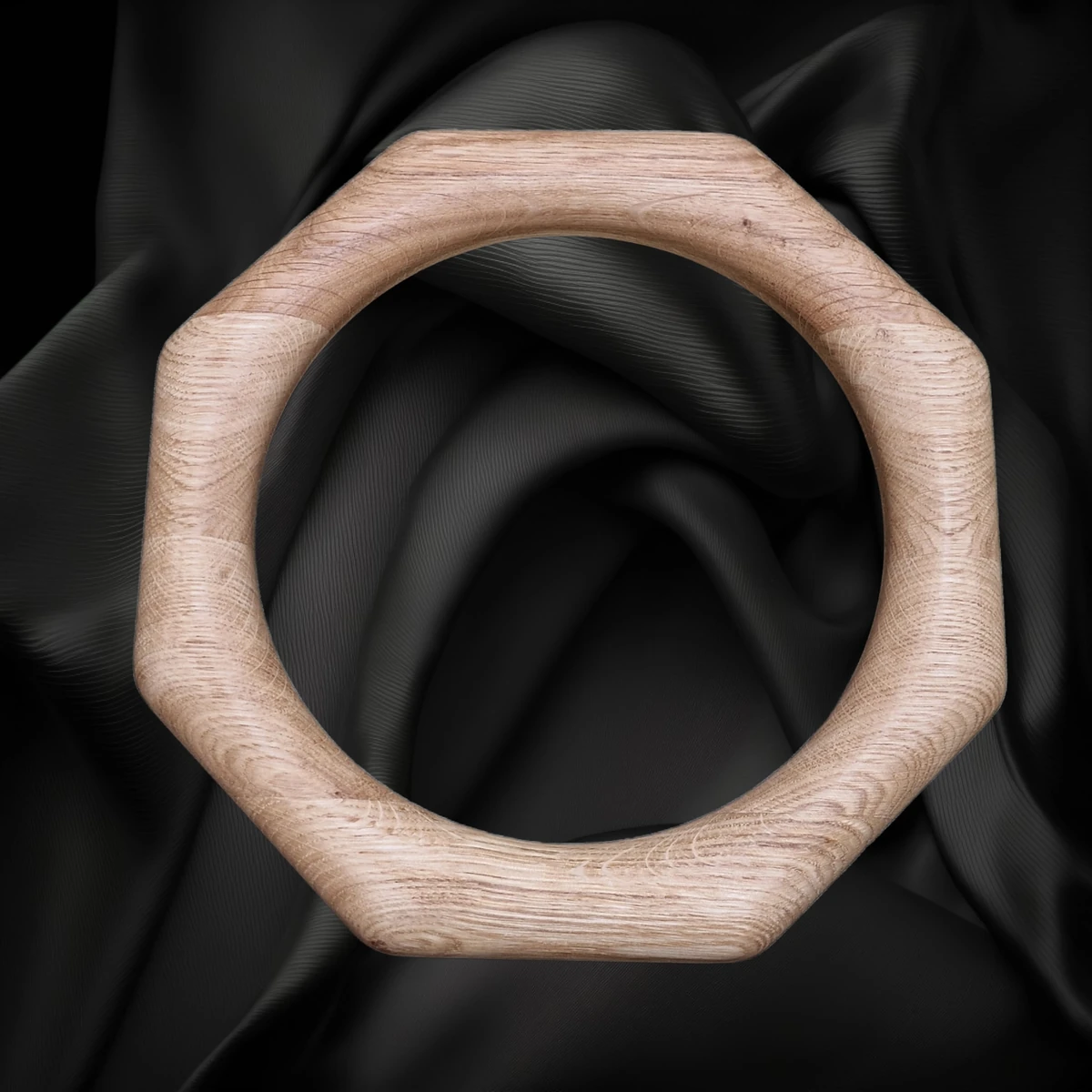 Anillo octogonal de madera de roble