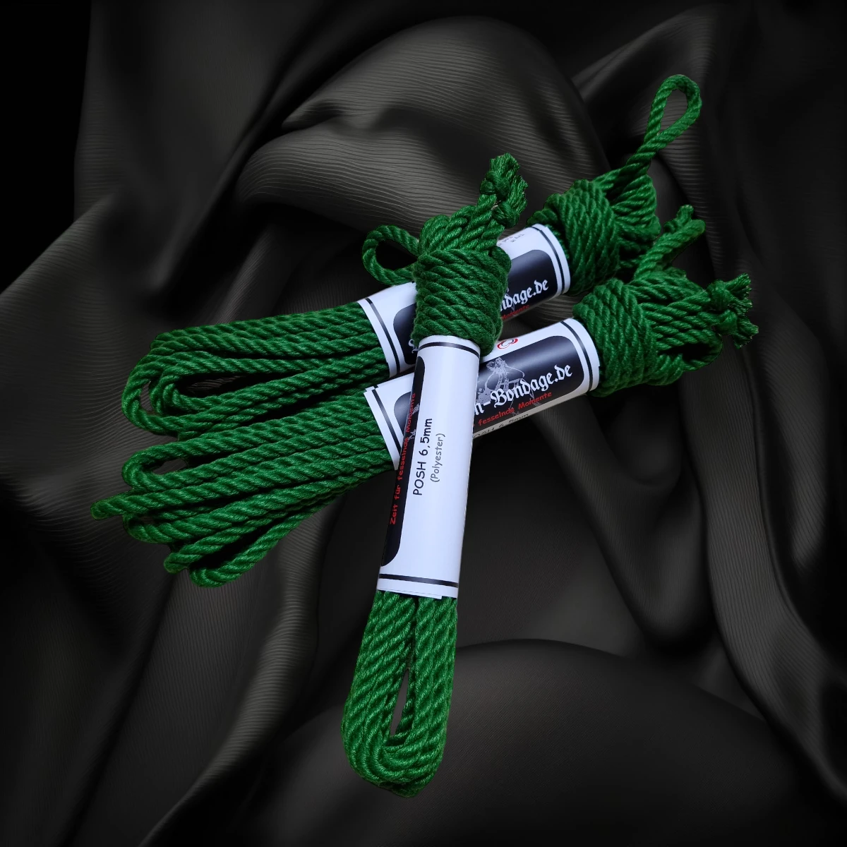Drei grüne POSH-Ropes aus Polyester in 6,5 mm Stärke mit jeweils 8 m Länge