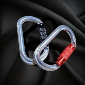 Aluminium Karabiner mit Automatikverschluss in Schwarz und Rot