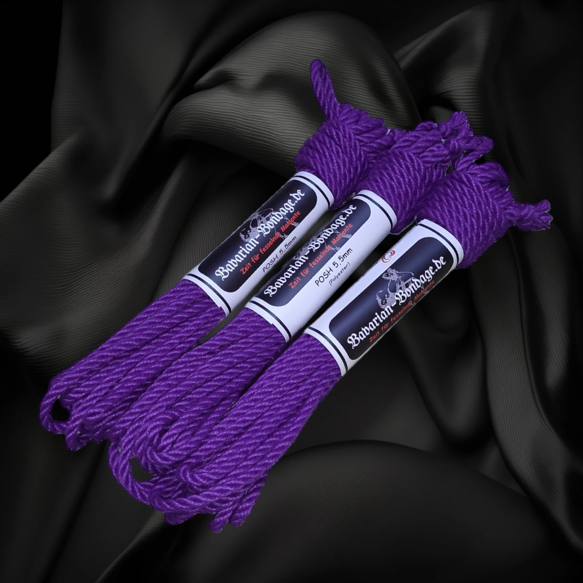 Drei lilafarbene POSH-Ropes aus Polyester in 5,5 mm Stärke mit jeweils 8 m Länge