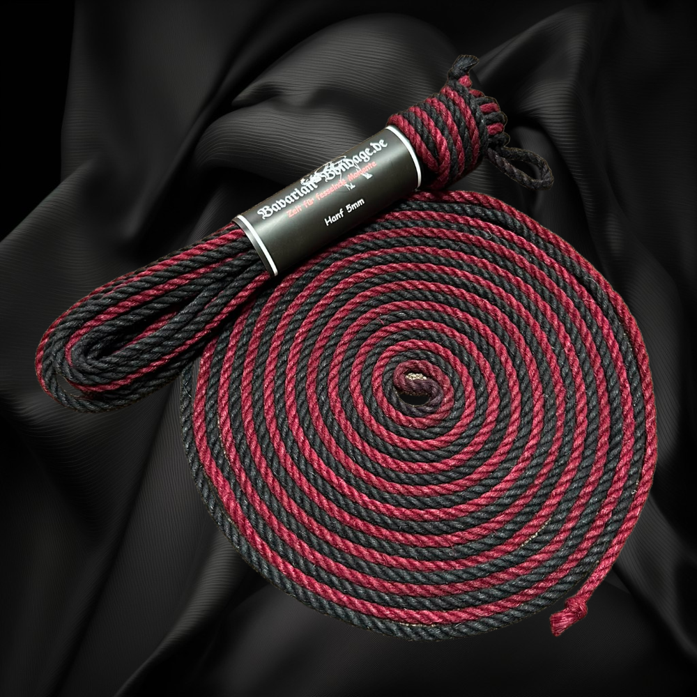 Leinenhanf-Seil Schwarz-Rot 5mm