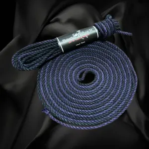 Two-tone linen hemp rope in black and purple with a washed-out look